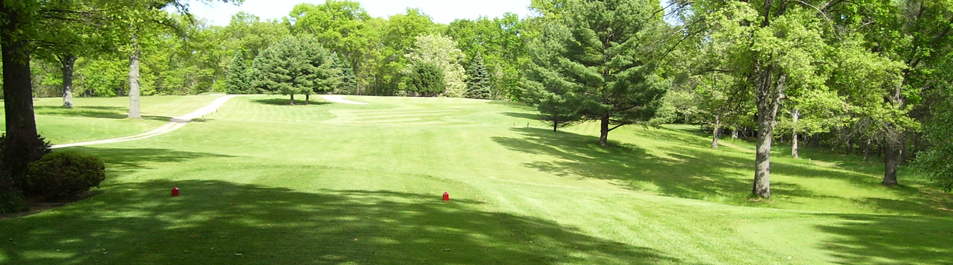 view of golf course with tree in foreground